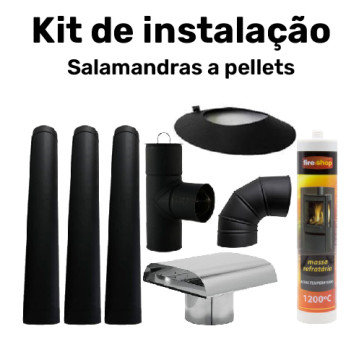 Kit de Instalação Salamandra a Pellets - Tubo em Inox Pintado Preto