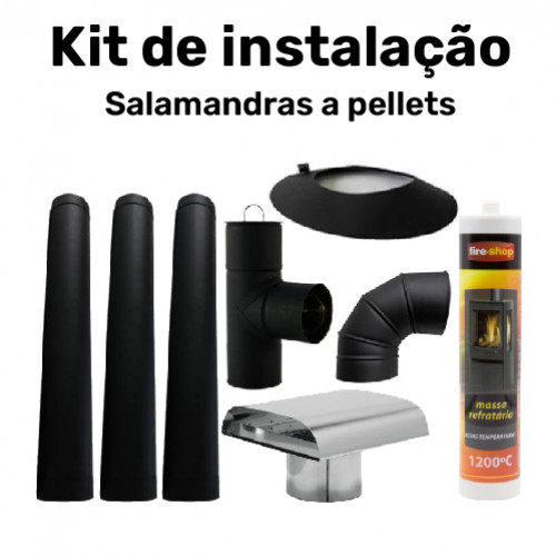 Kit de Instalação Salamandra a Pellets - Tubo em Inox Pintado Preto Kit de Instalação Salamandra a Pellets - Tubo em Inox Pintado Preto