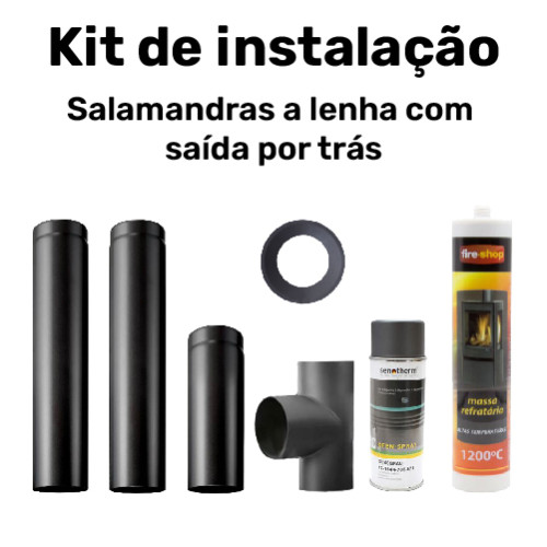 Diam: 120mm - Kit de Instalação Salamandra a Lenha com Saída por Trás Diam: 120mm - Kit de Instalação Salamandra a Lenha com Saída por Trás