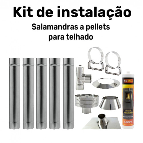 Kit de Instalação Salamandra a Pellets Saída para o Telhado pelo Interior Kit de Instalação Salamandra a Pellets Saída para o Telhado pelo Interior